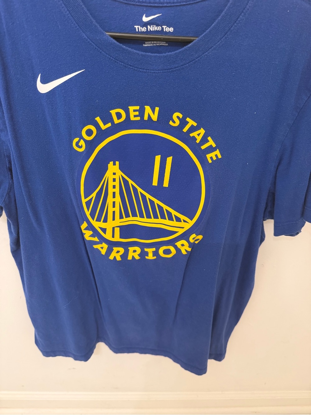 Nike Golden State Warriors Blue and Yellow Short Sleeve Tee